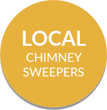 A yellow circle with the words `` local chimney sweepers '' on it.