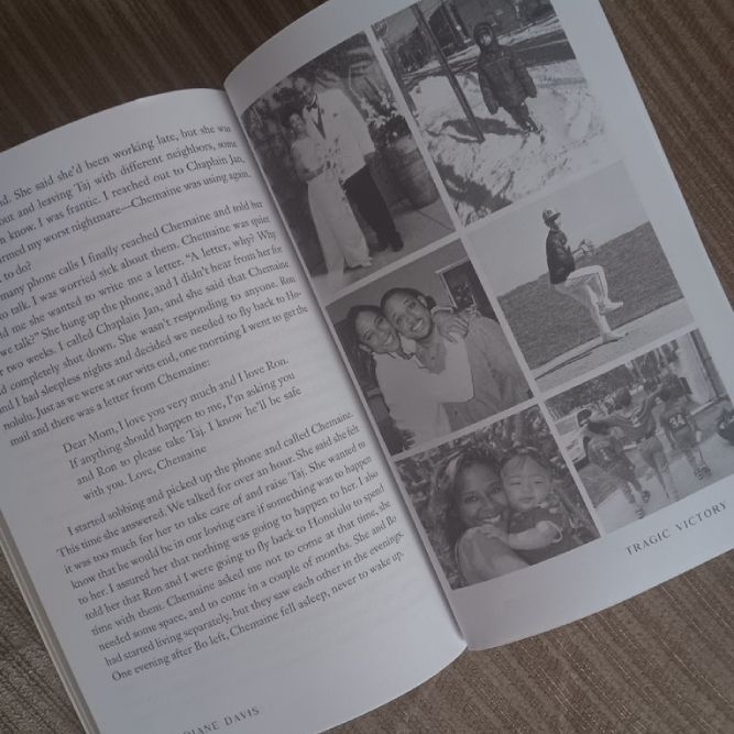 A book is open to a page with a bunch of pictures on it