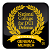 Logo of the National College for DUI Defense: gold laurel wreath on black background, text