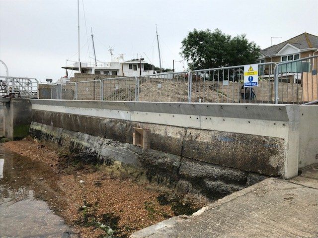 seawall repairs work example in West Sussex