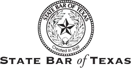 State Bar of Texas logo with seal and text on a white background