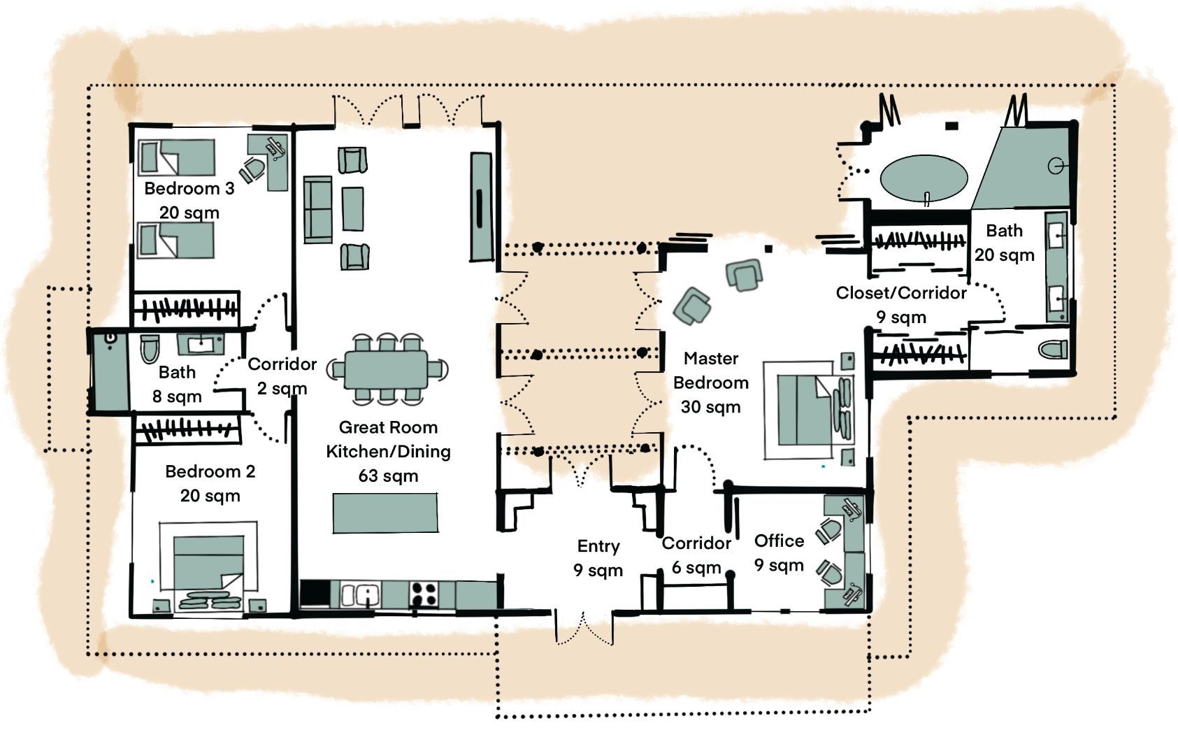 A black and white floor plan of a house