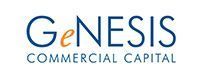 The logo for genesis commercial capital is blue and orange.