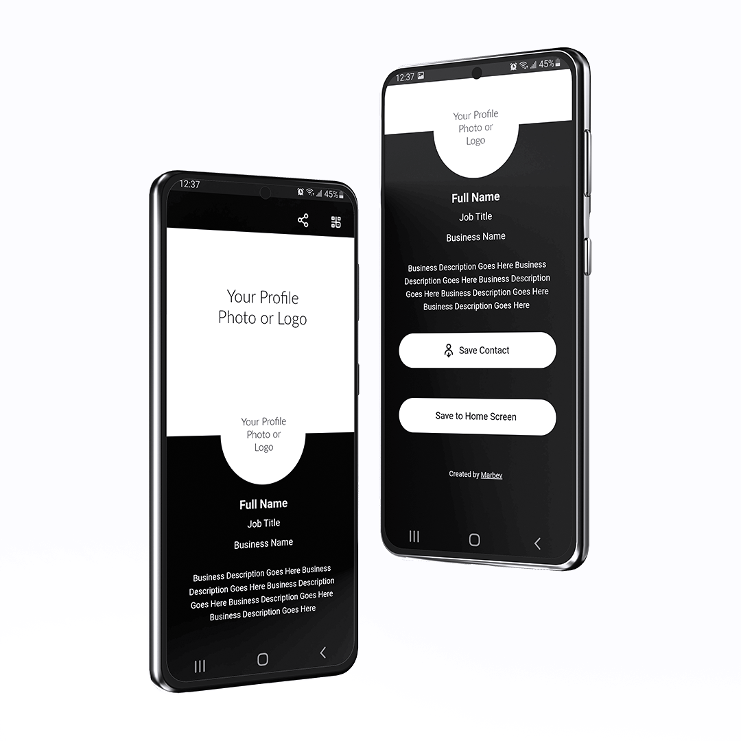This is a view of one of the layouts available for our digital business card.