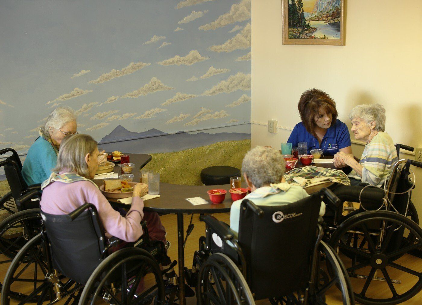 Elder Patients Eating On Table - Springer, NM - South Central Colfax County Special Hospital District