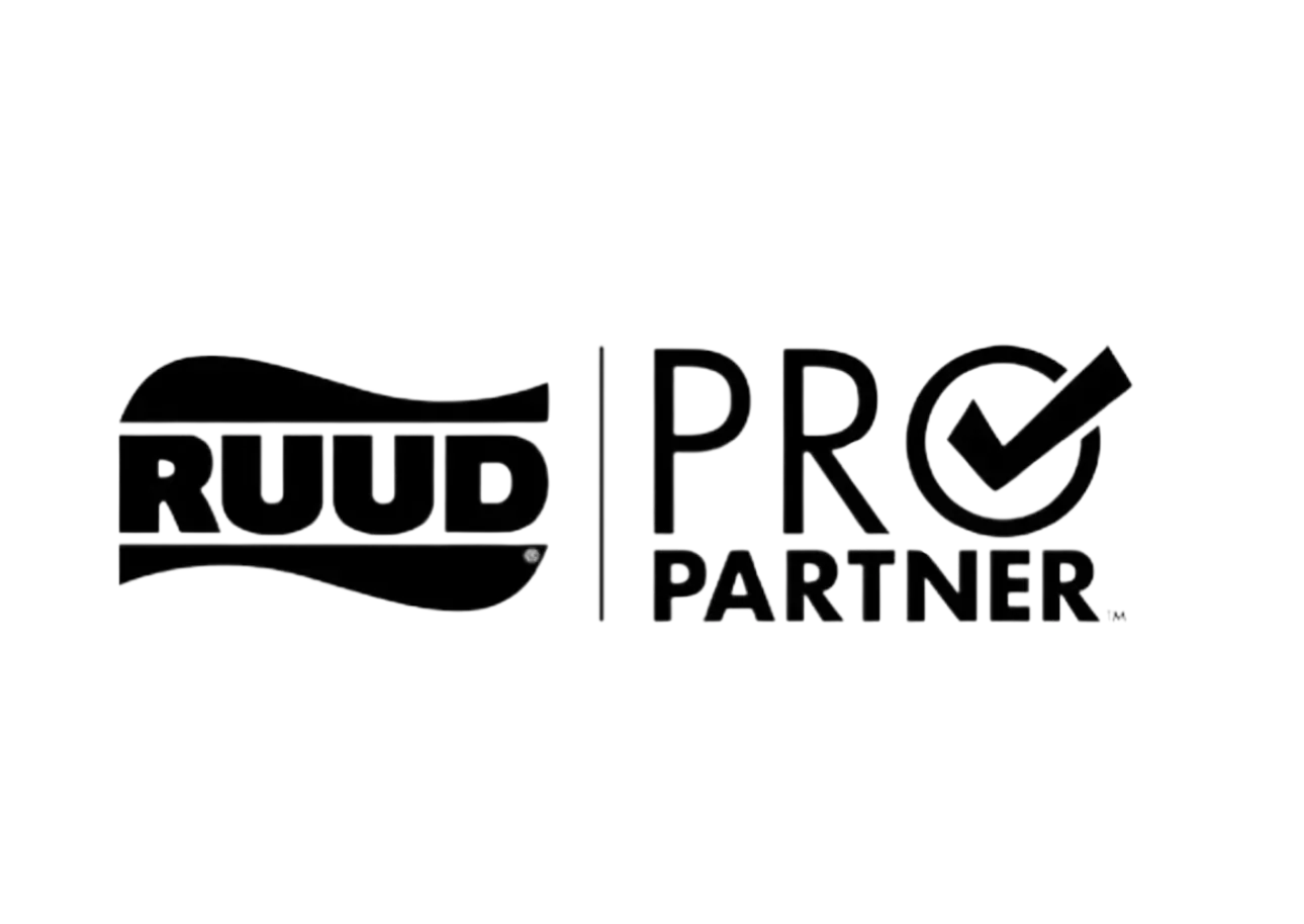 A black and white logo for a company called ruud pro partner.