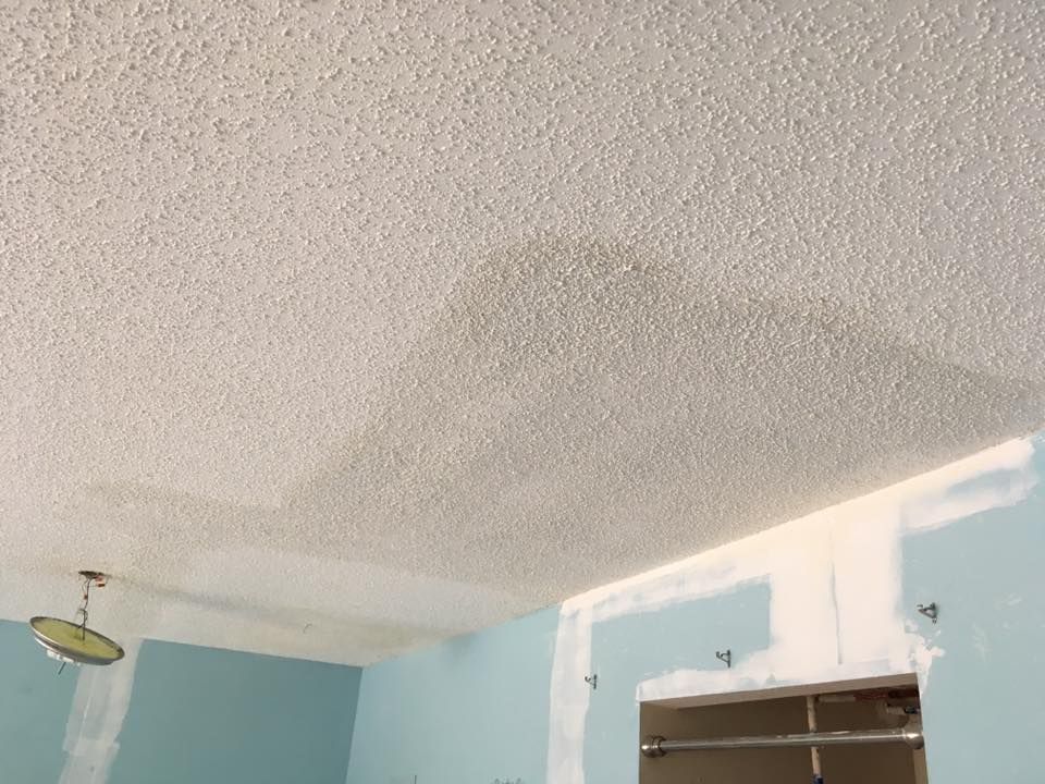 Ceiling drywall replacement with popcorn ceiling.