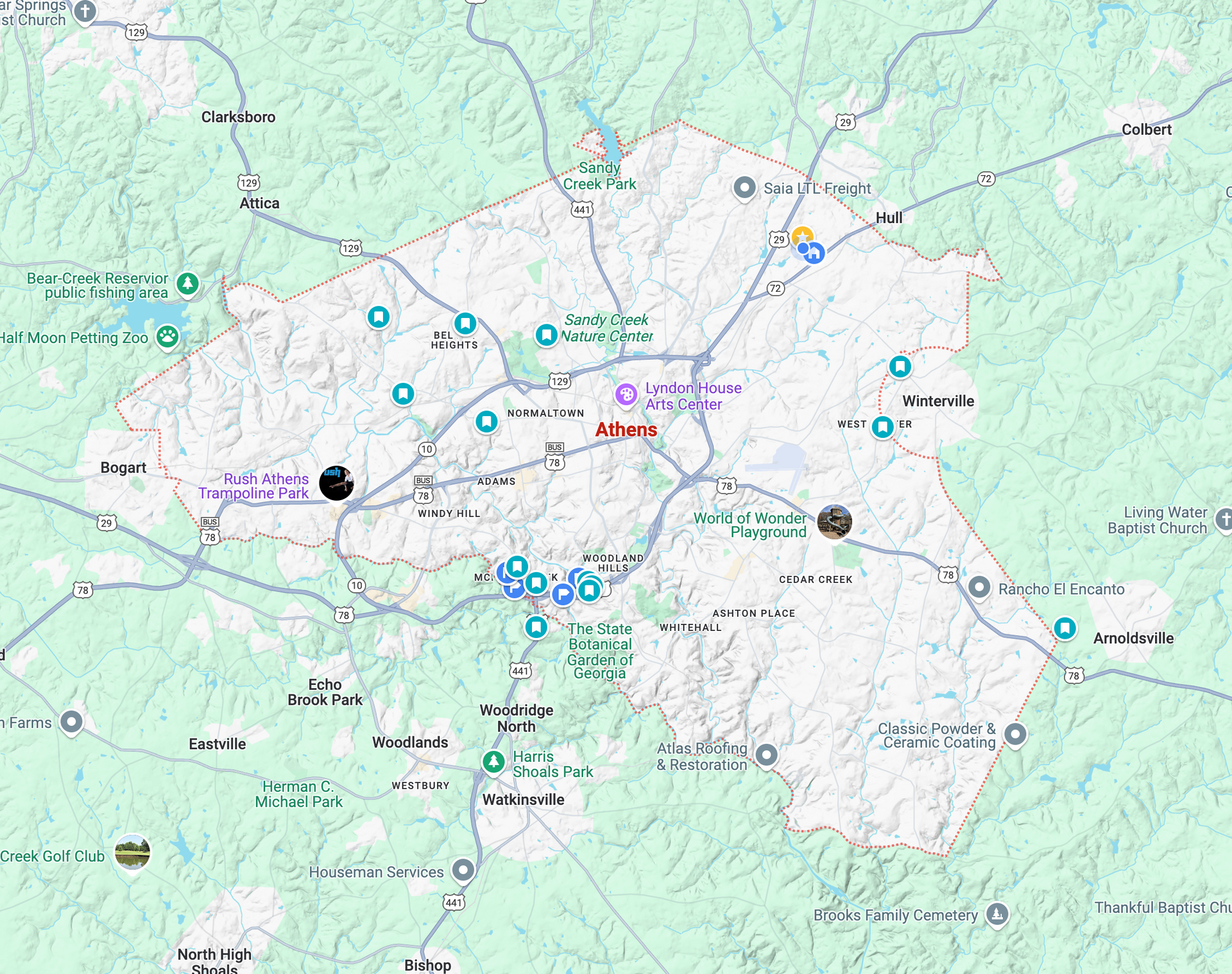 A map of a city with a lot of roads and mountains
