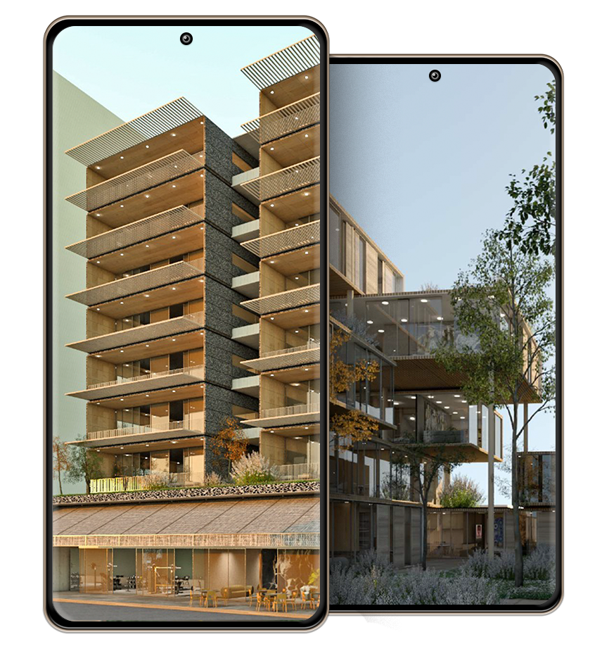 telas de celular com imagens de empreendimentos residenciais