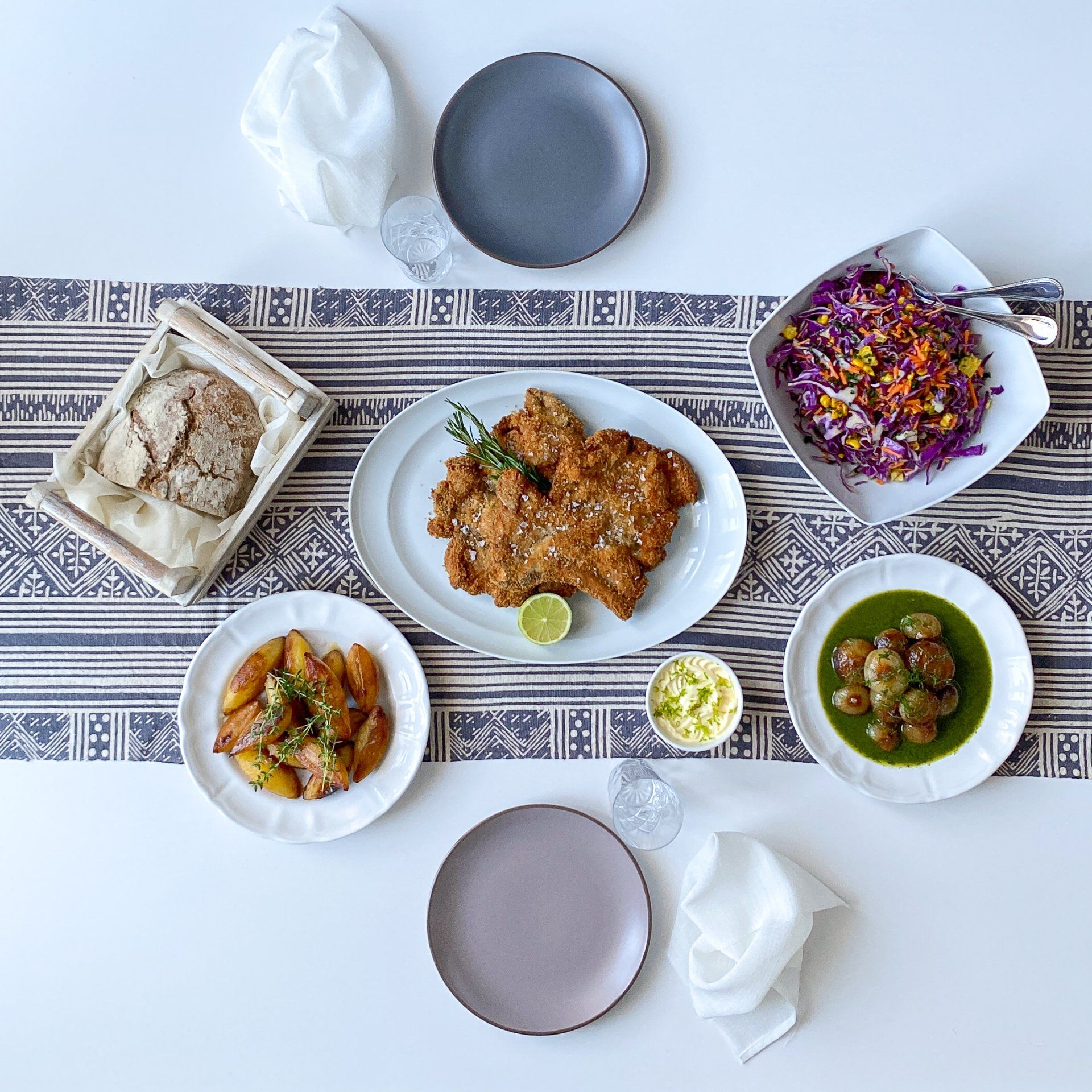 cotoletta alla milanese red cabbage onions potatoes meat