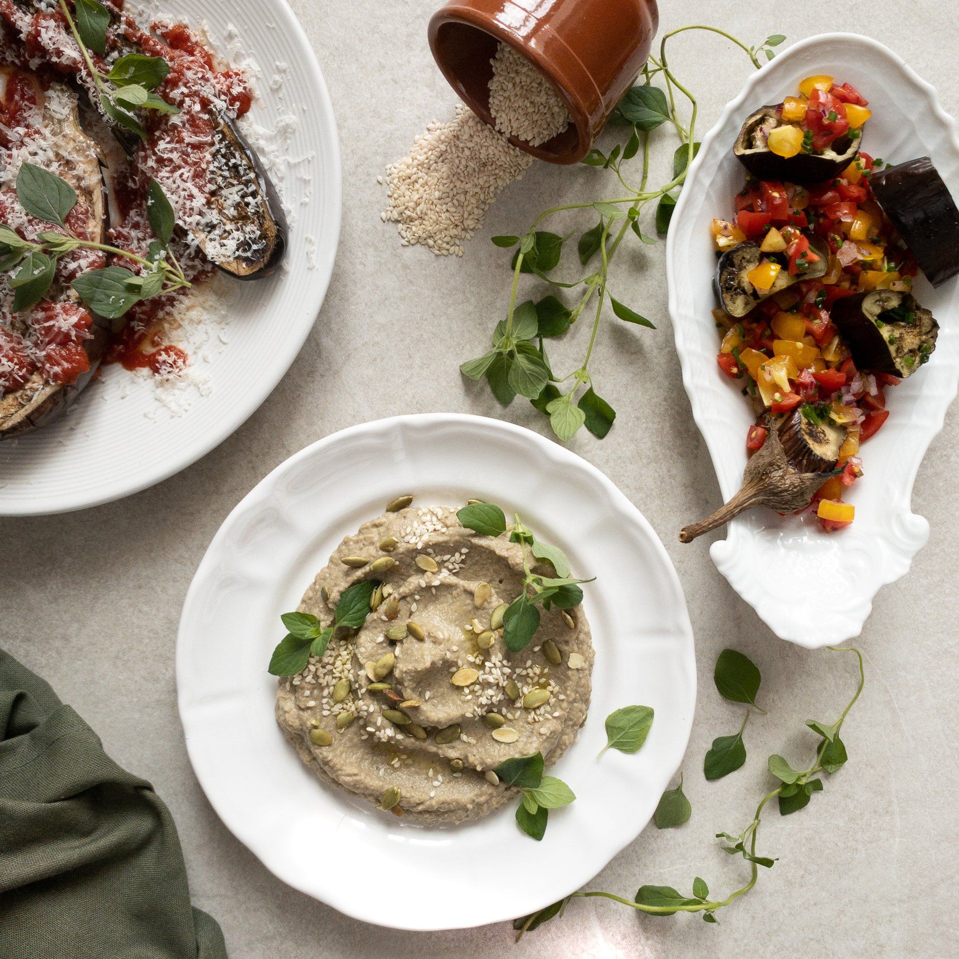 babaganoush sesame seeds eggplant