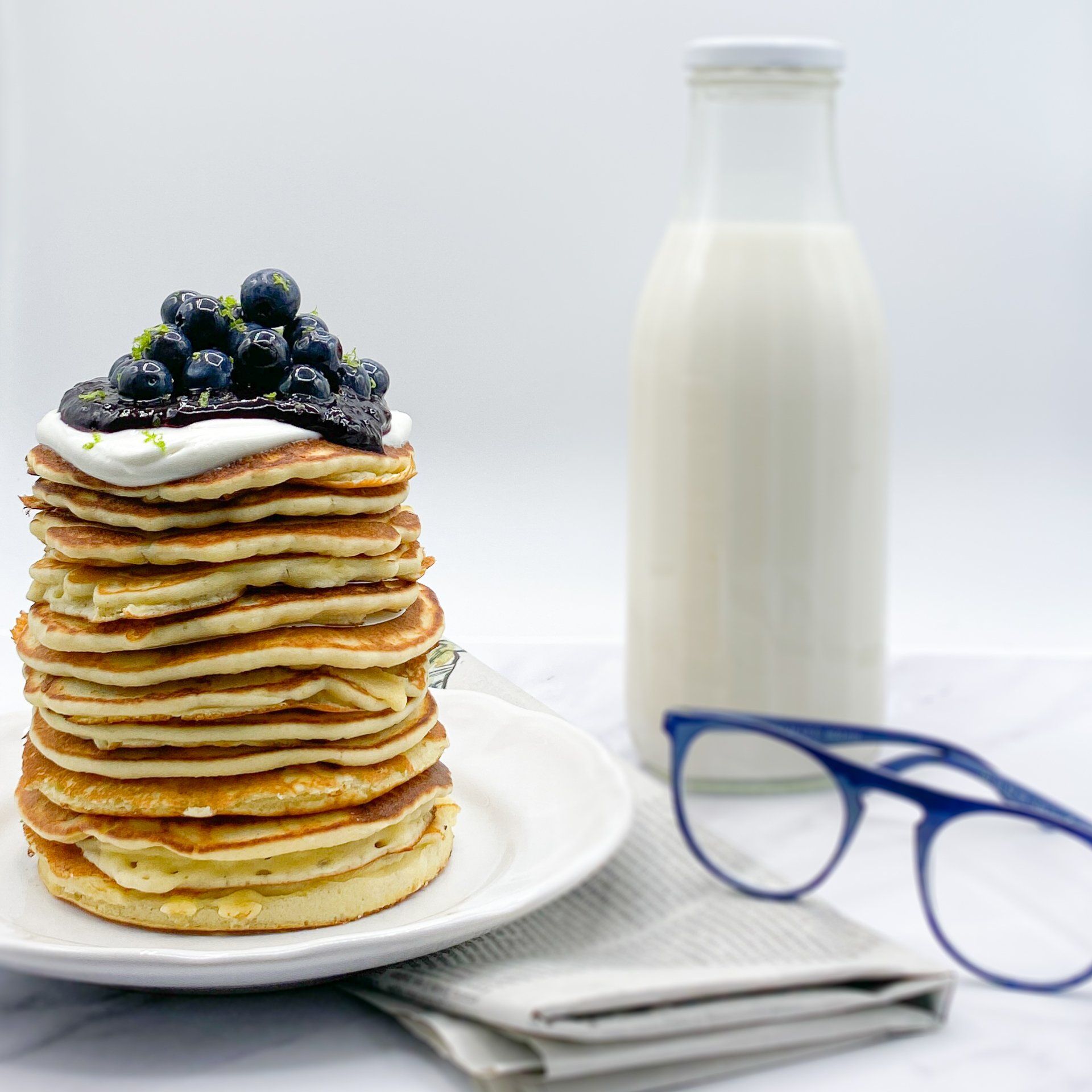 pancakes blueberries yogurt