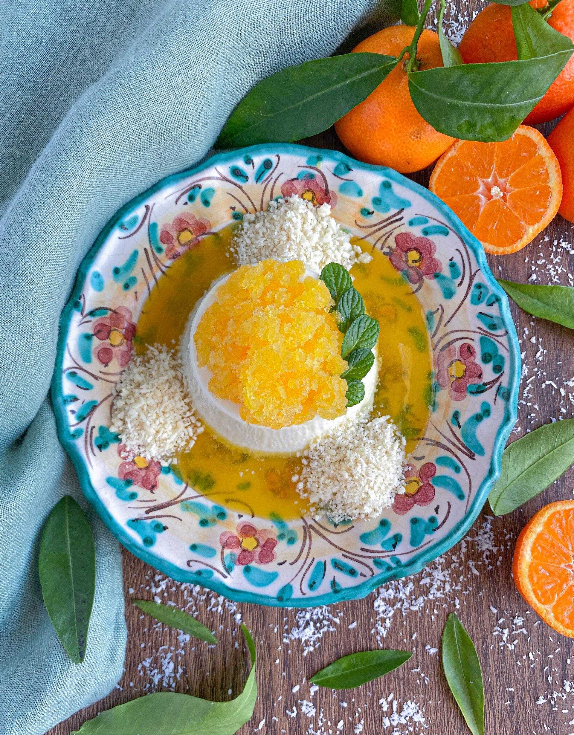 pannacotta tangerines leaf
