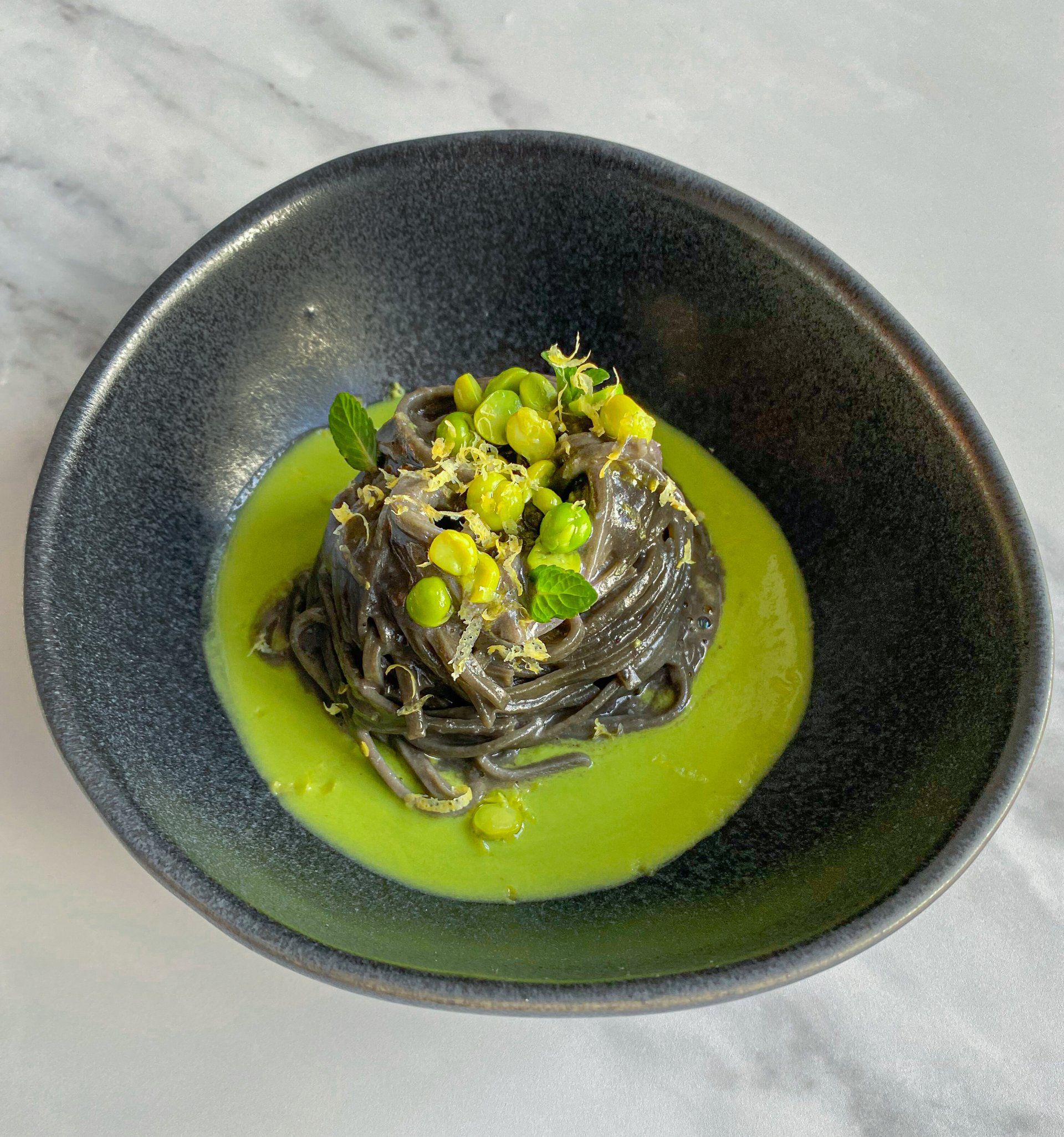 tagliolino pasta pea sauce
