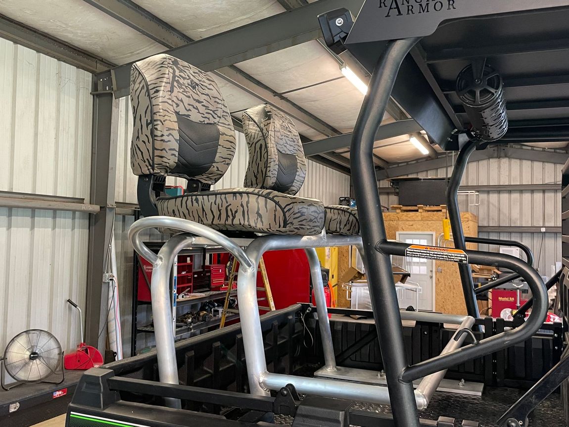 Custom high seats fabricated and installed in a UTV.