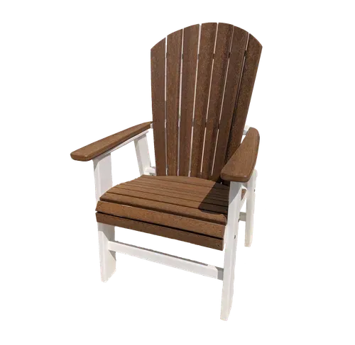 A chair with a white frame and arm rests on a white background.