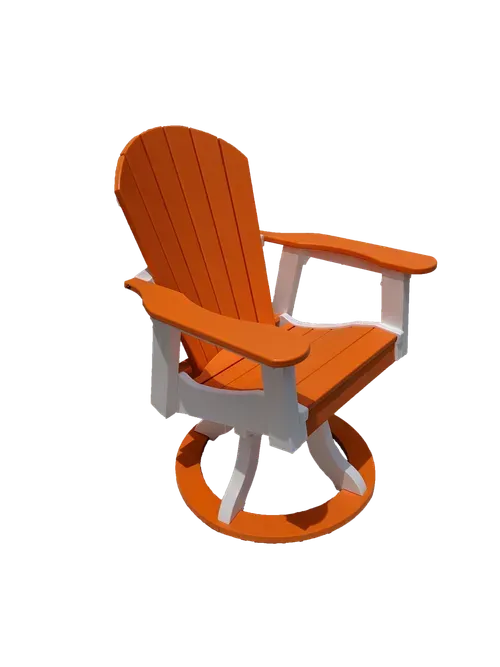 An orange and white rocking chair on a white background