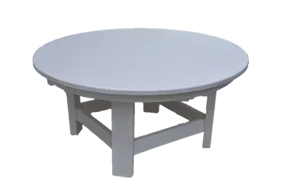 A round table with a white top on a white background