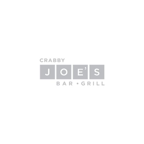 A black and white logo for crabby joe 's bar and grill.