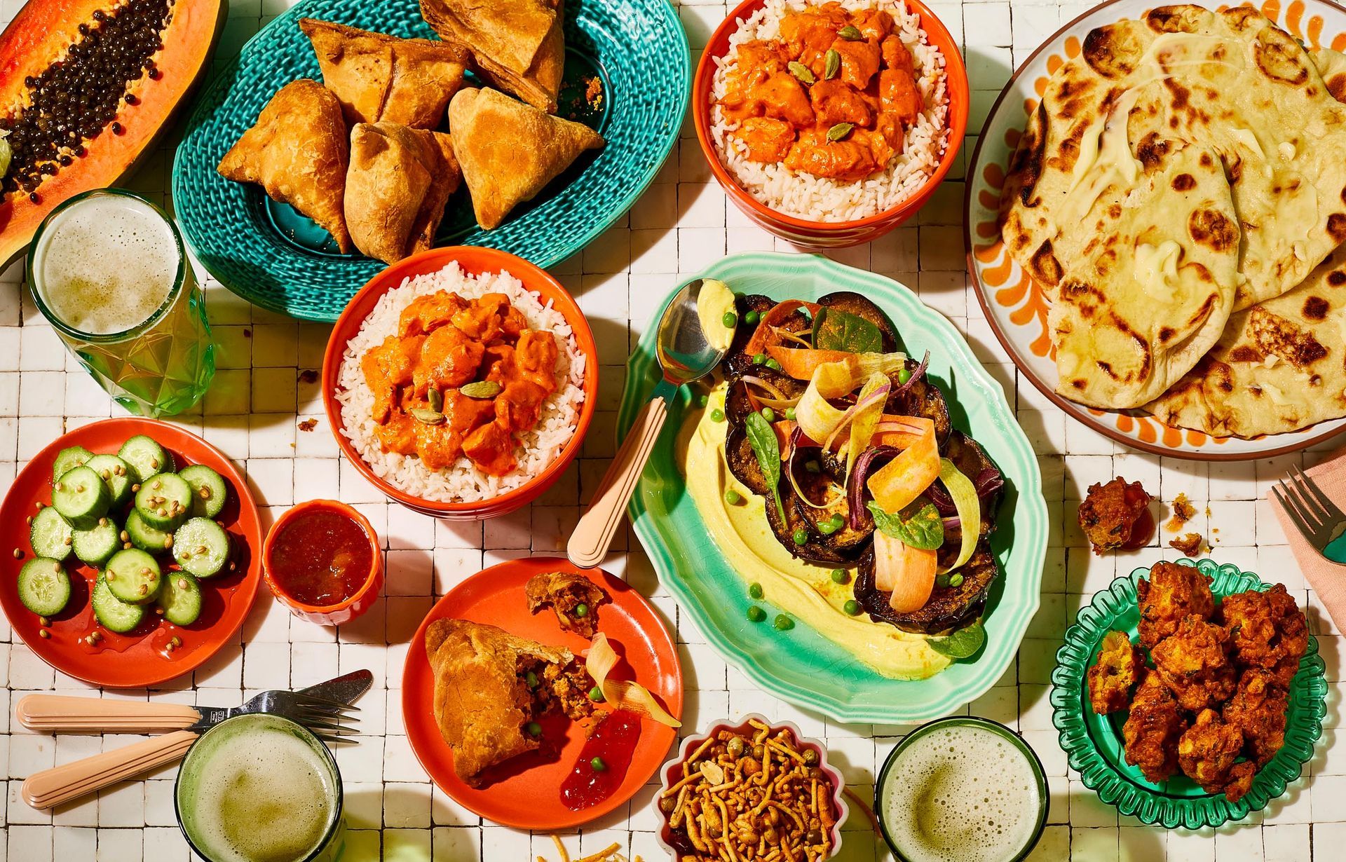 There are many different types of food on the table.