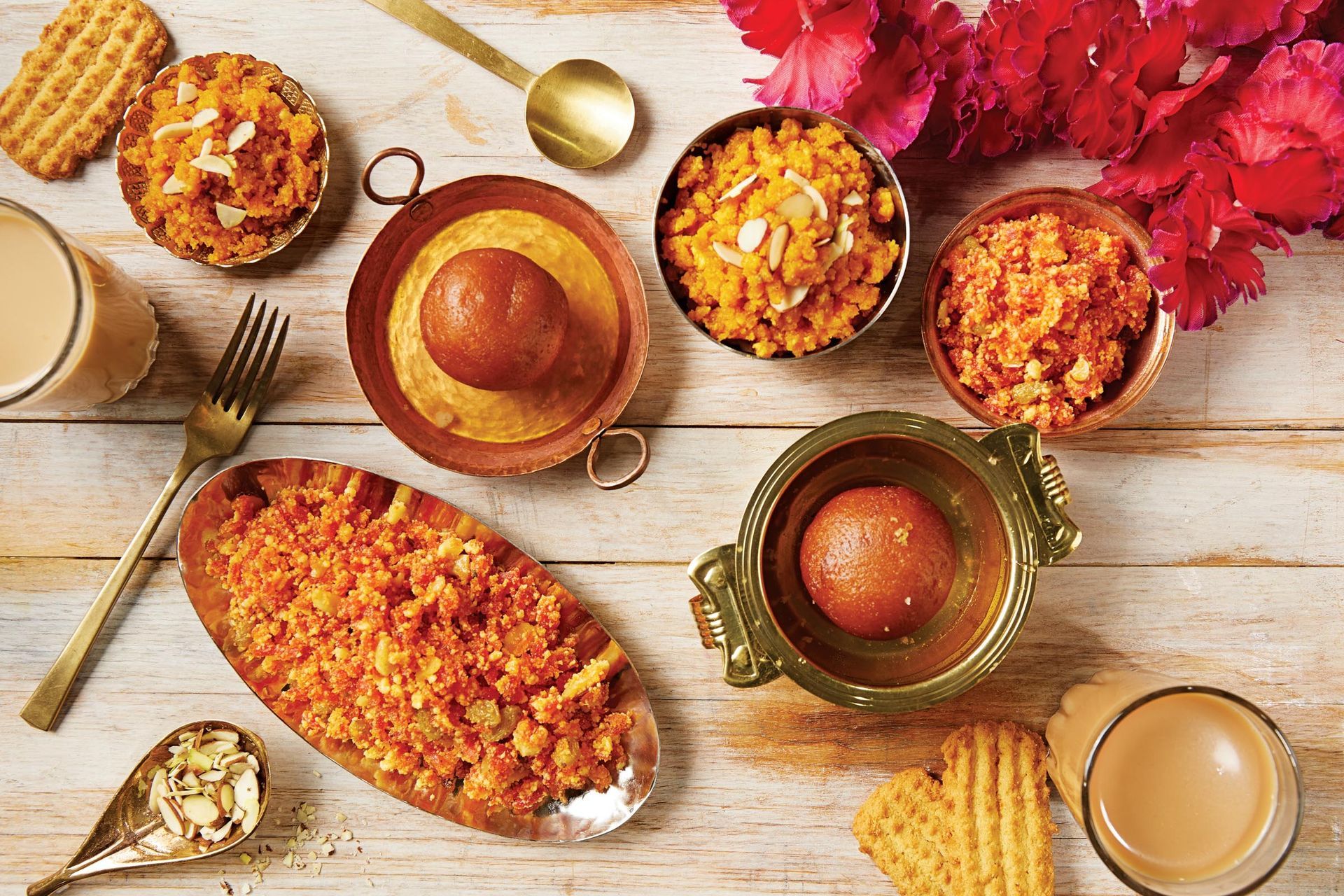 There are many different types of food on the table.