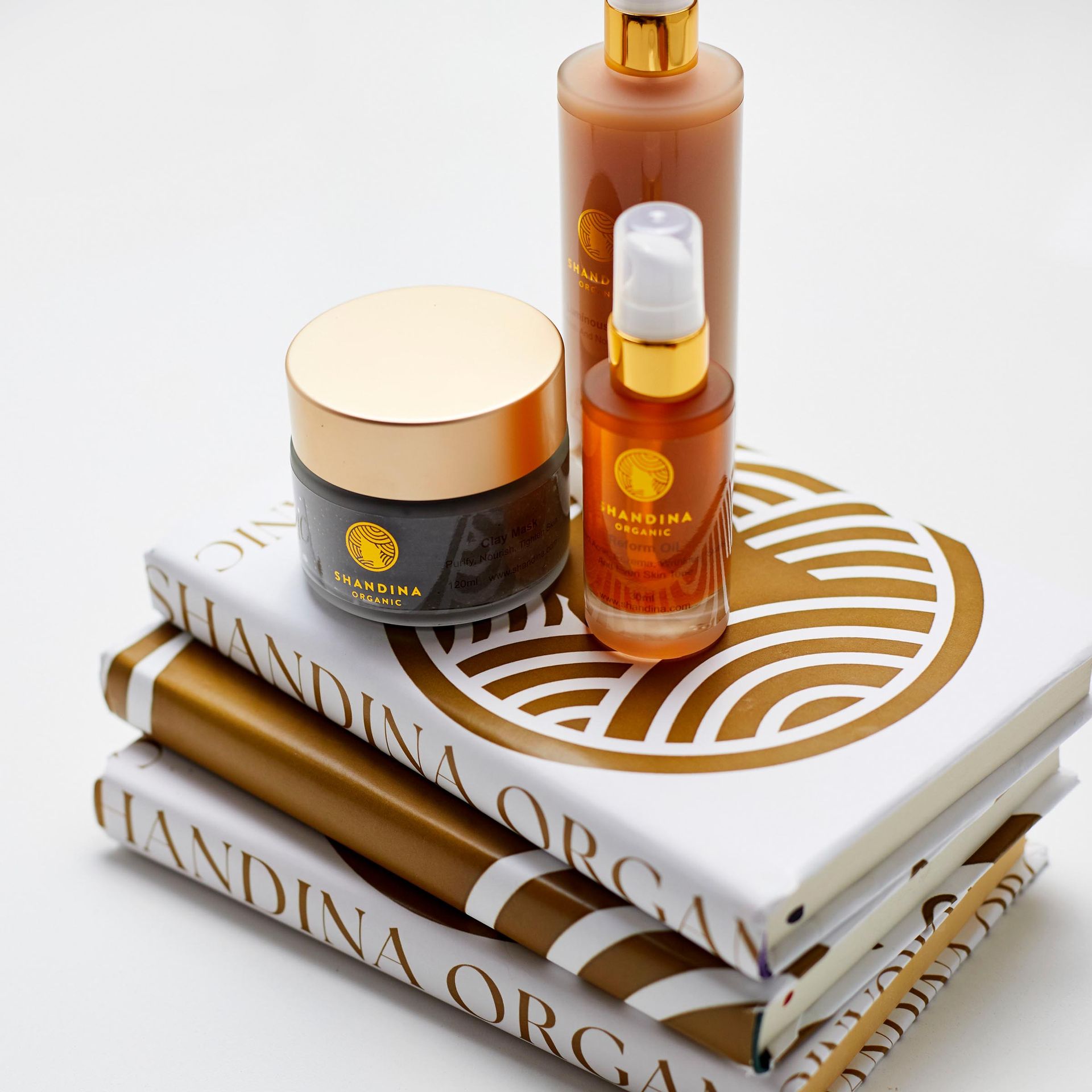 A stack of books with the word shandina on them