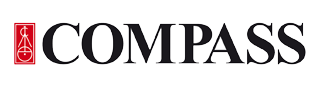 Logo immobiliare Compass con un'icona rossa a sinistra e la parola
