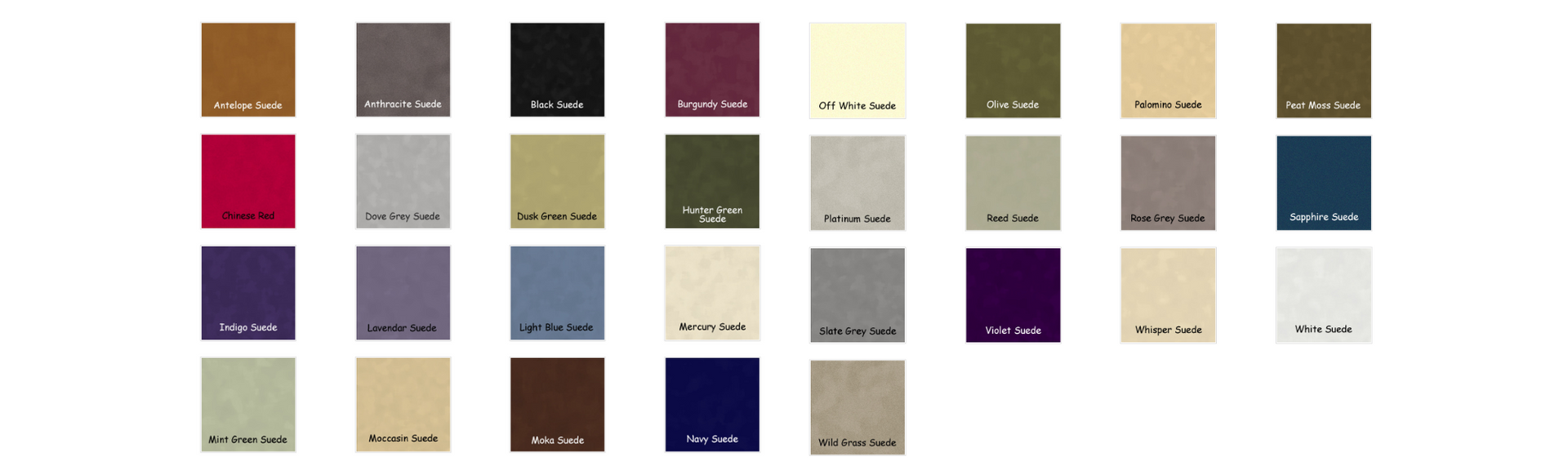 Grid of small square color swatches in varied hues on a white background.