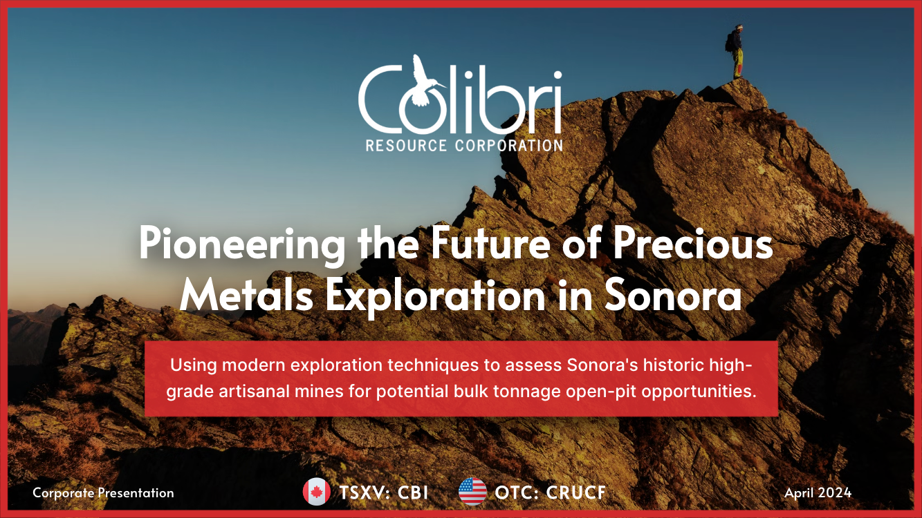 A poster for colibri pioneering the future of precious metals exploration in sonora