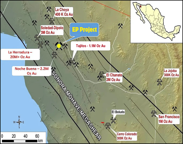 A map showing the location of the ep project