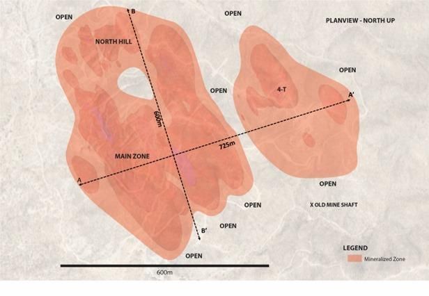 A map showing the various zones at Pilar