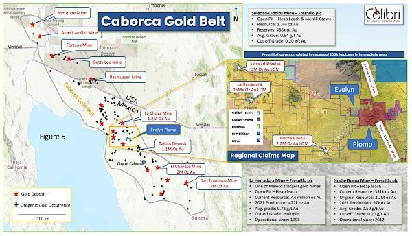 A map of the cabora gold belt is shown