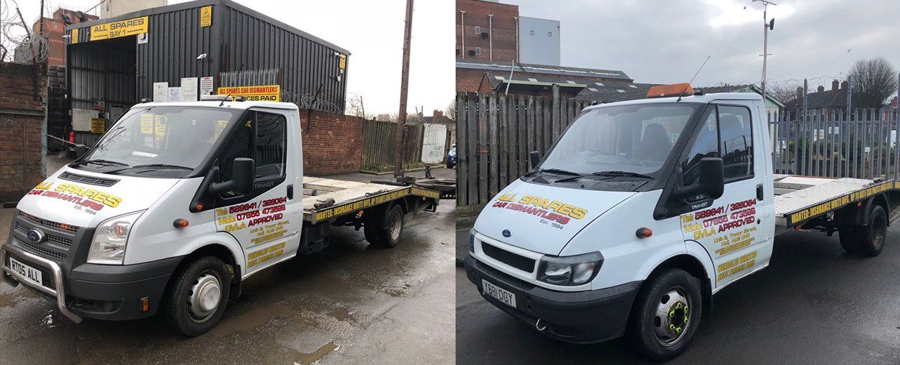 2 side view images of the company pickup lorry