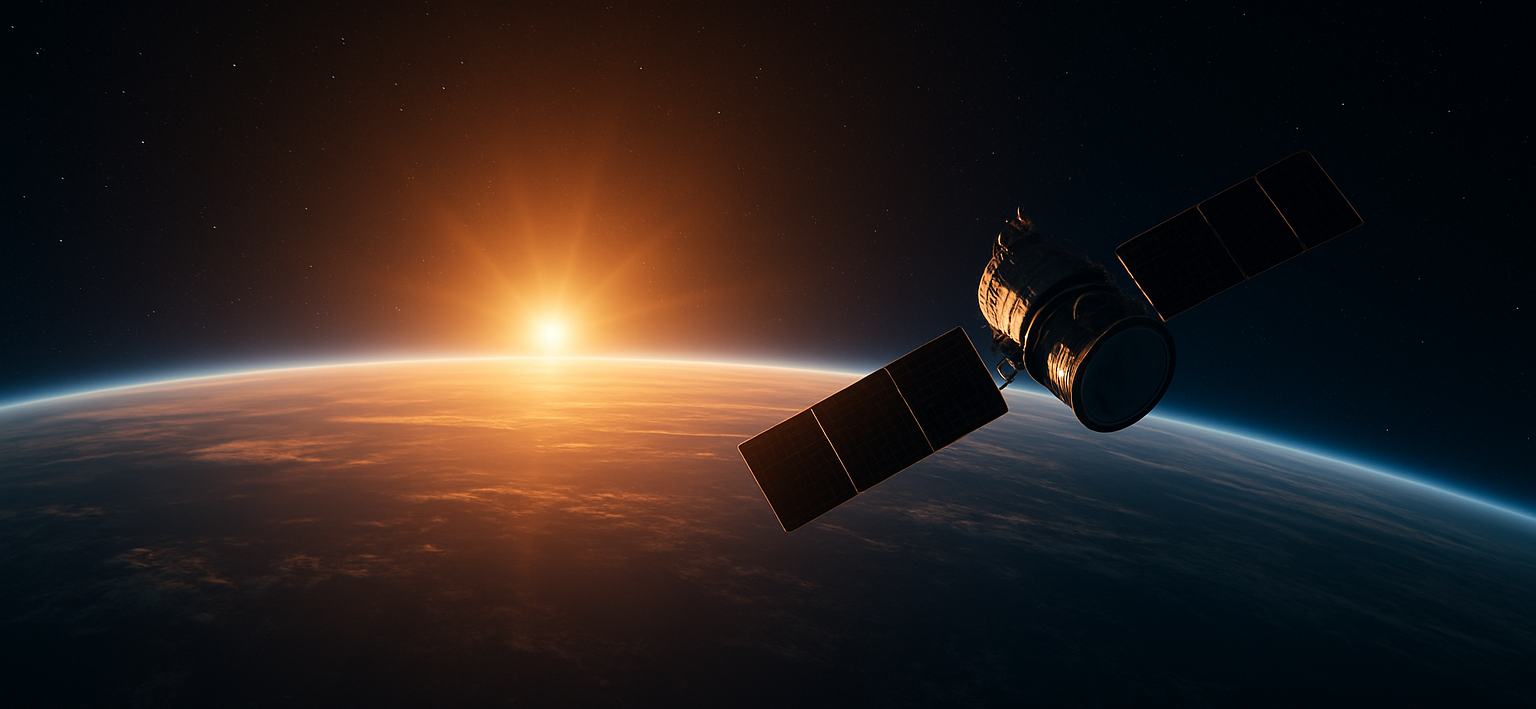 Image of a satellite floating over the Earth