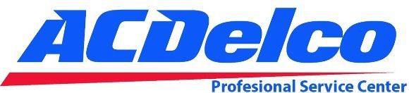 A blue and red logo for acdelco professional service center