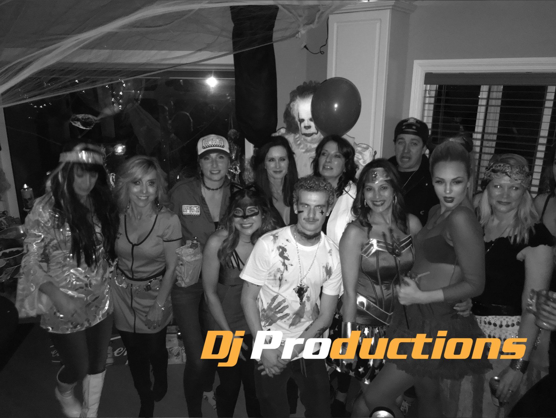 DJ Productions picture of crowd in costumes at a halloween party