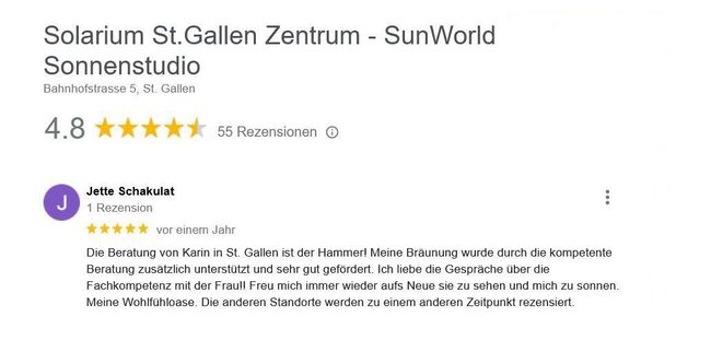 Google Kundenbewertung für Standort St.Gallen 