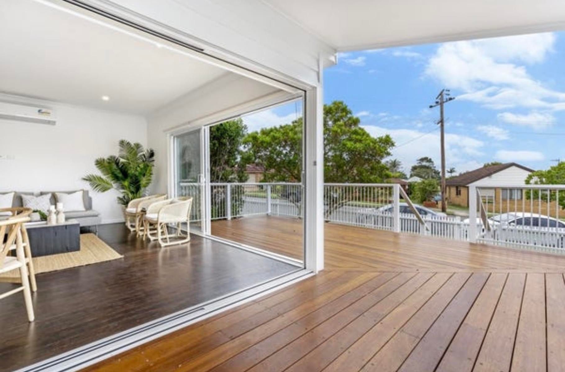 Elevated timber deck with fresh stain and clean lines