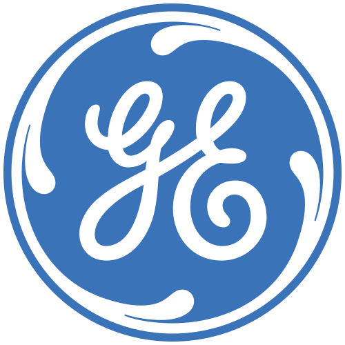 The ge logo is in a blue circle on a white background.