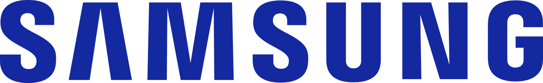 The word samsung is written in blue on a white background.