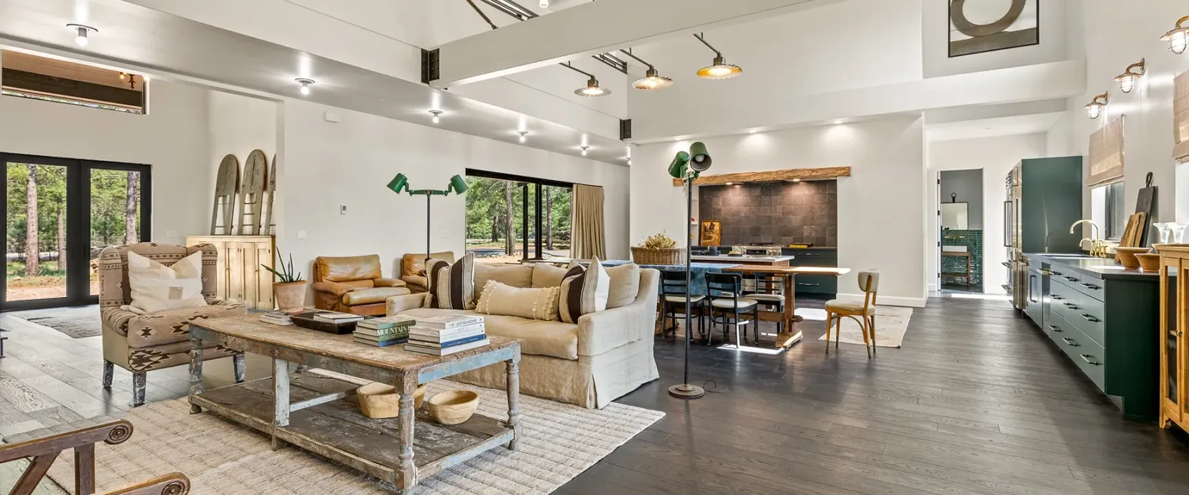 A living room filled with furniture and a coffee table.