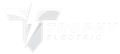 Logo for Trophy Electric, features a white "T" and lightning bolt with the company name in white.