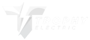 Logo for Trophy Electric, features a white 