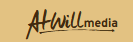 AWill media logo in black and brown on a tan background.