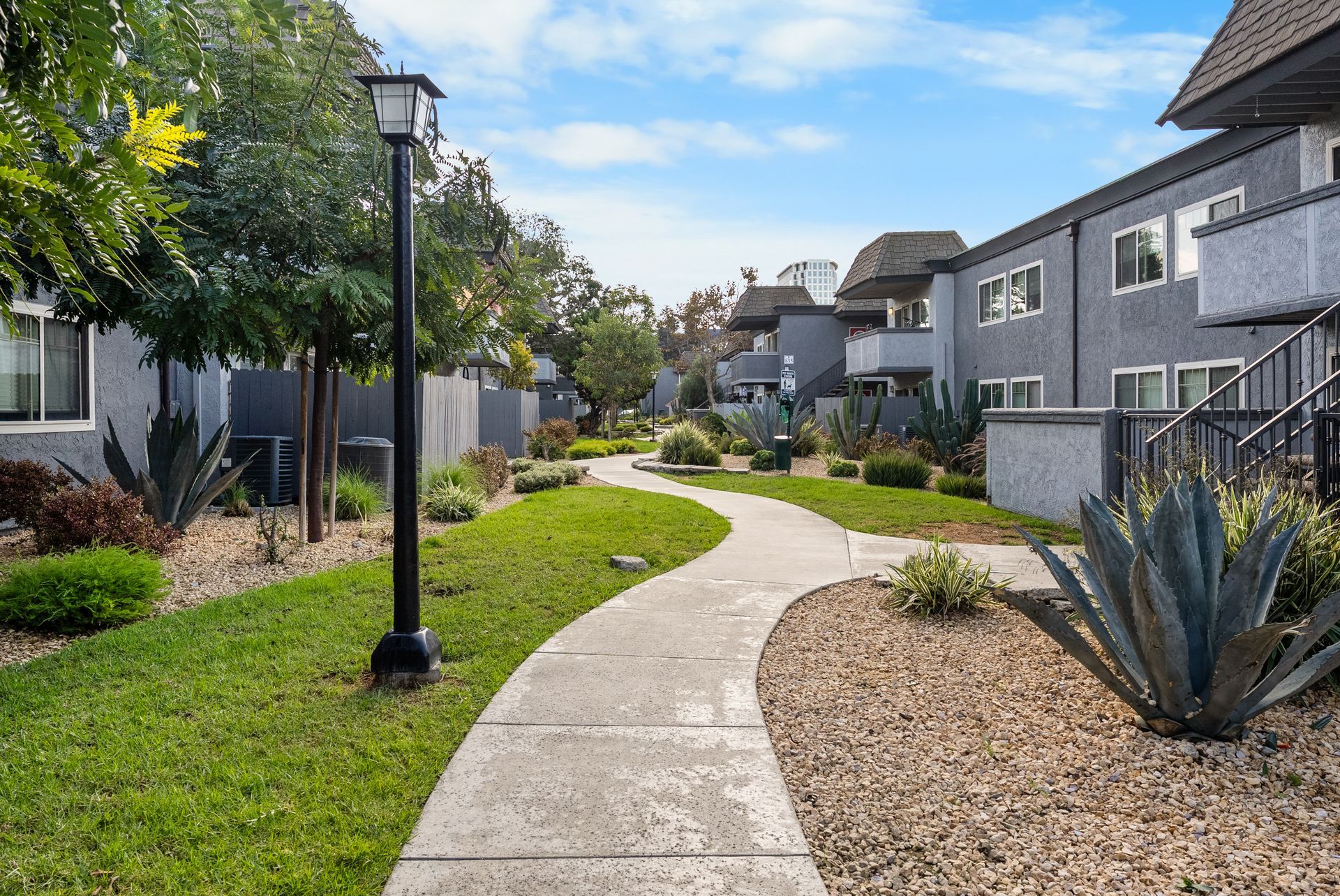 Park Plaza walking paths with landscaping