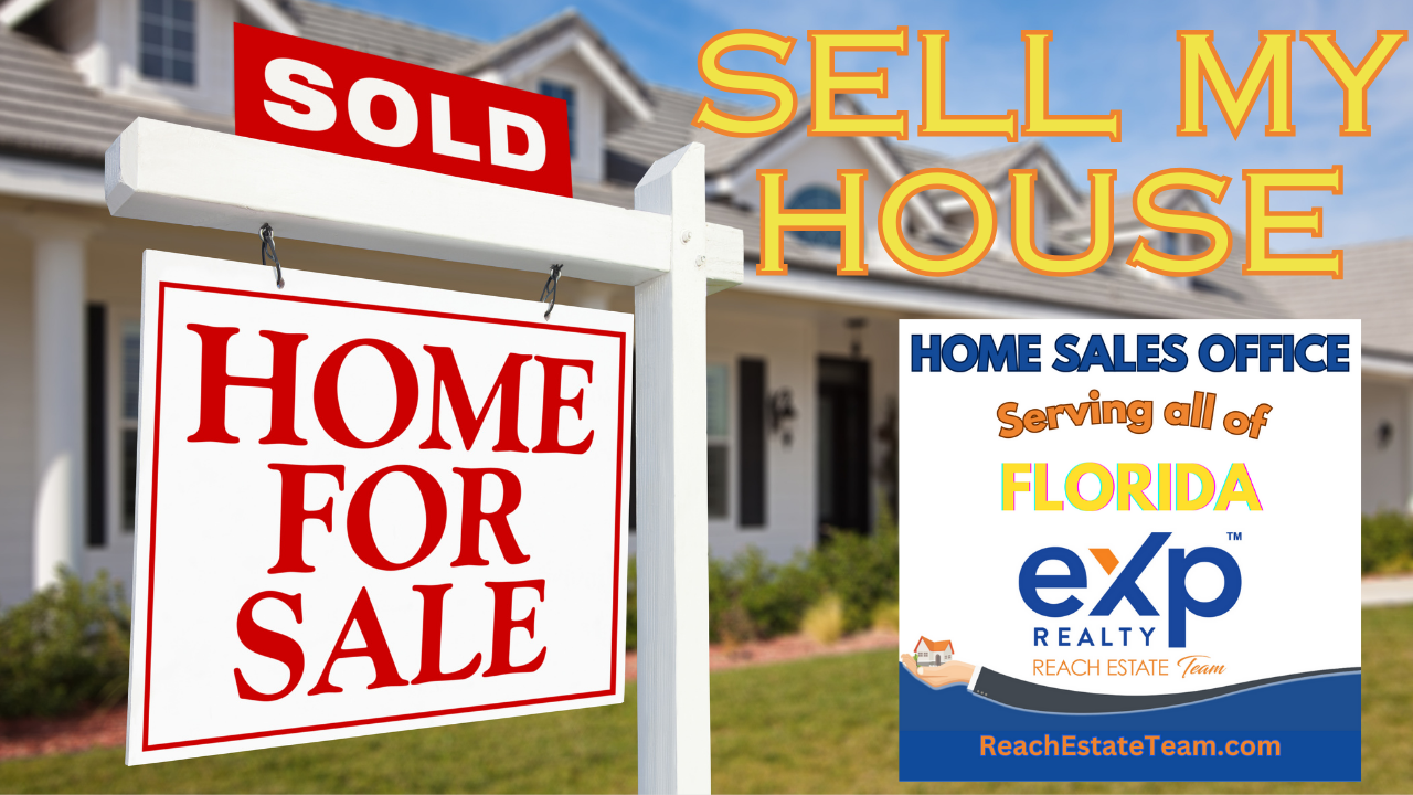A home for sale sign and a home sales office sign in front of a house