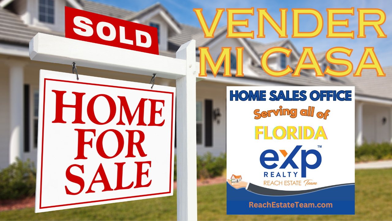 A home for sale sign and a home sales office sign in front of a house