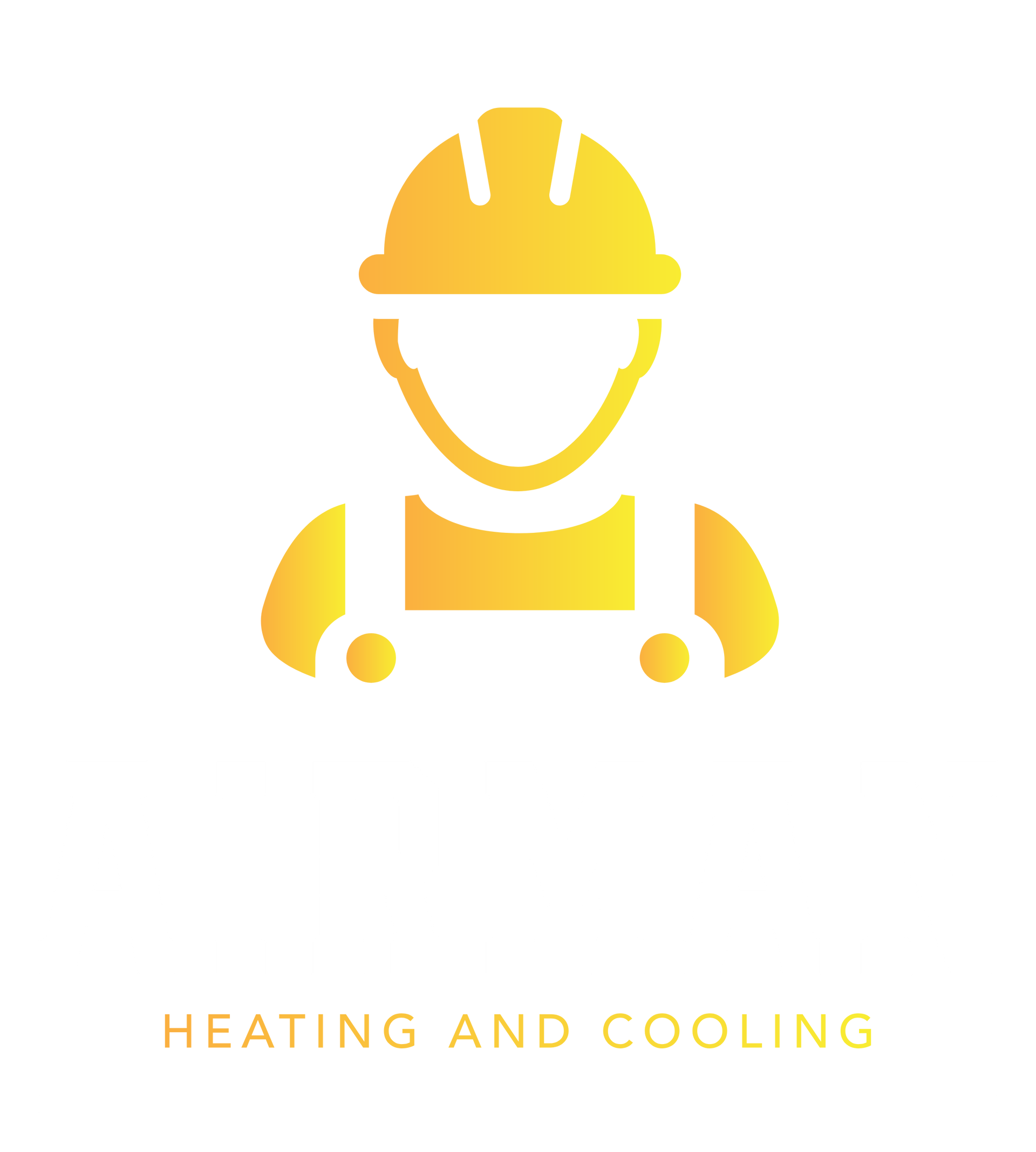 Gold-colored worker icon wearing a hard hat, above the company name 