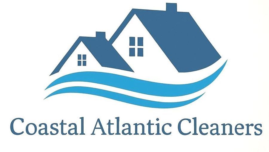 The logo for coastal atlantic cleaners shows a house and waves.