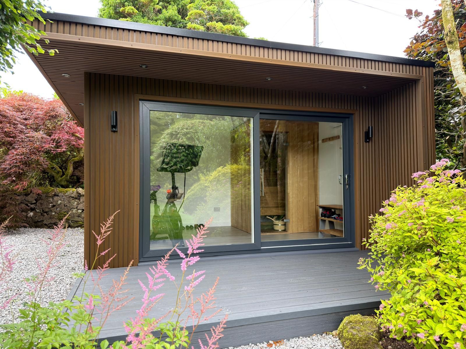 Oakspan garden room with sauna in Glasgow designed as a premium wellness space